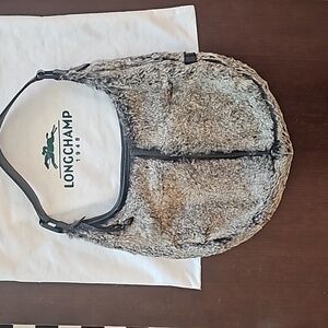 🎄Longchamp Fur and Leather Shoulder Hobo Bag, NWOT🎄